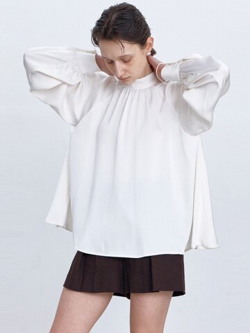 [25SS] HALFNECK DRESSY SHIRRING BL _ IV