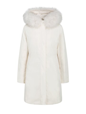 폭스퍼 후드 하프 덕다운 점퍼 