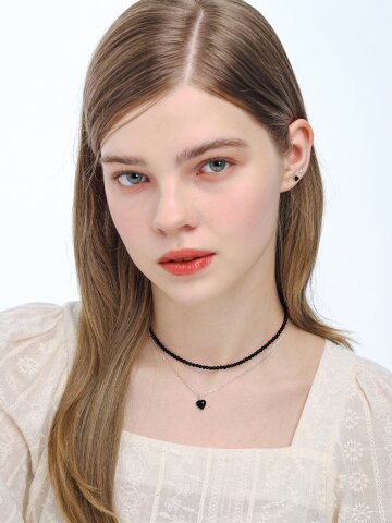 [실버925] 블랙잿 오닉스 투웨이 하트 목걸이 STJ-NA1628WG