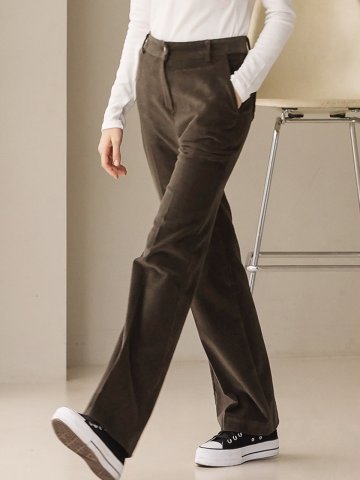 코듀로이 슬림 부츠컷 팬츠 - 카키
