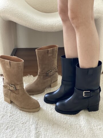 belt 2way  half boots  black