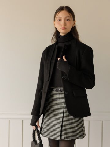 잔잔한 체크 스커트 팬츠 - 그린