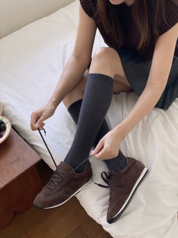 suede combi sneakers brown