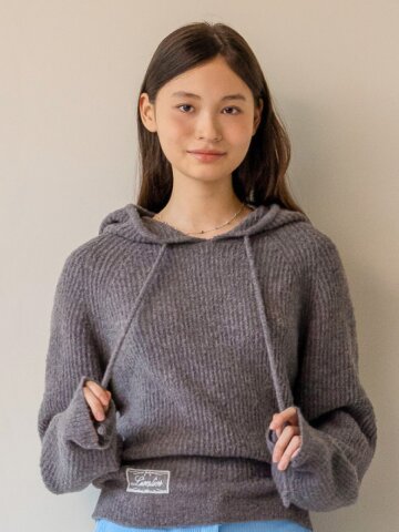 보송한 후드 스웨터 - 멜란지