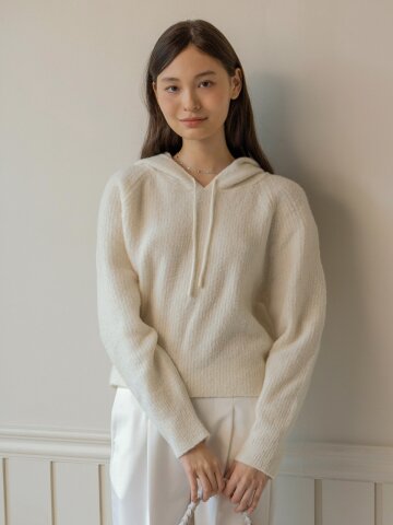 보송한 후드 스웨터 - 아이보리