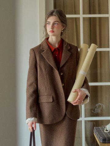 SR_Temperament lace stitching blazer
