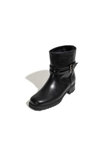 417C comfy fur boots Black _3cm