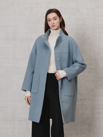 패딩 머플러 캐시미어 하이넥 코트 