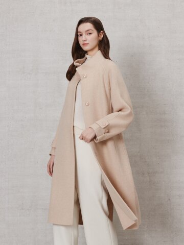 캐시미어 래글런 하이넥 히든 코트 