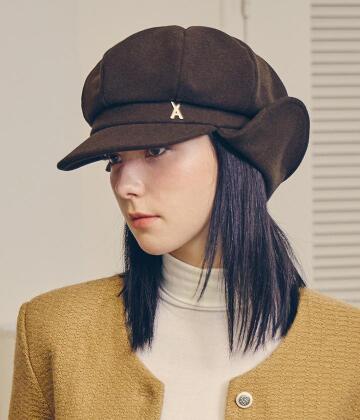 VA 스터드 플라이 뉴스보이캡 브라운