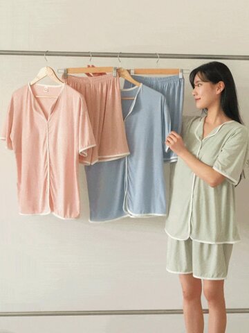 [반팔+반바지세트] 압박없는 모달 노브라 슬림라인 3color