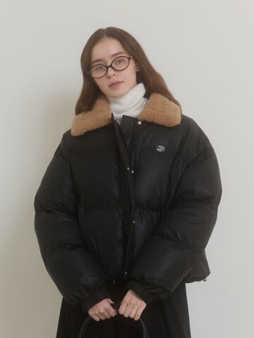 PLUSH FUR COLLAR JUMPER_BLACK