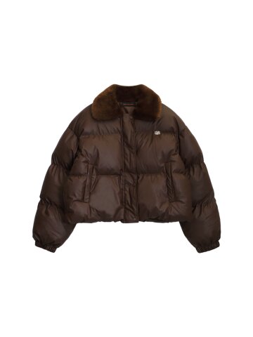 PLUSH FUR COLLAR JUMPER_BROWN