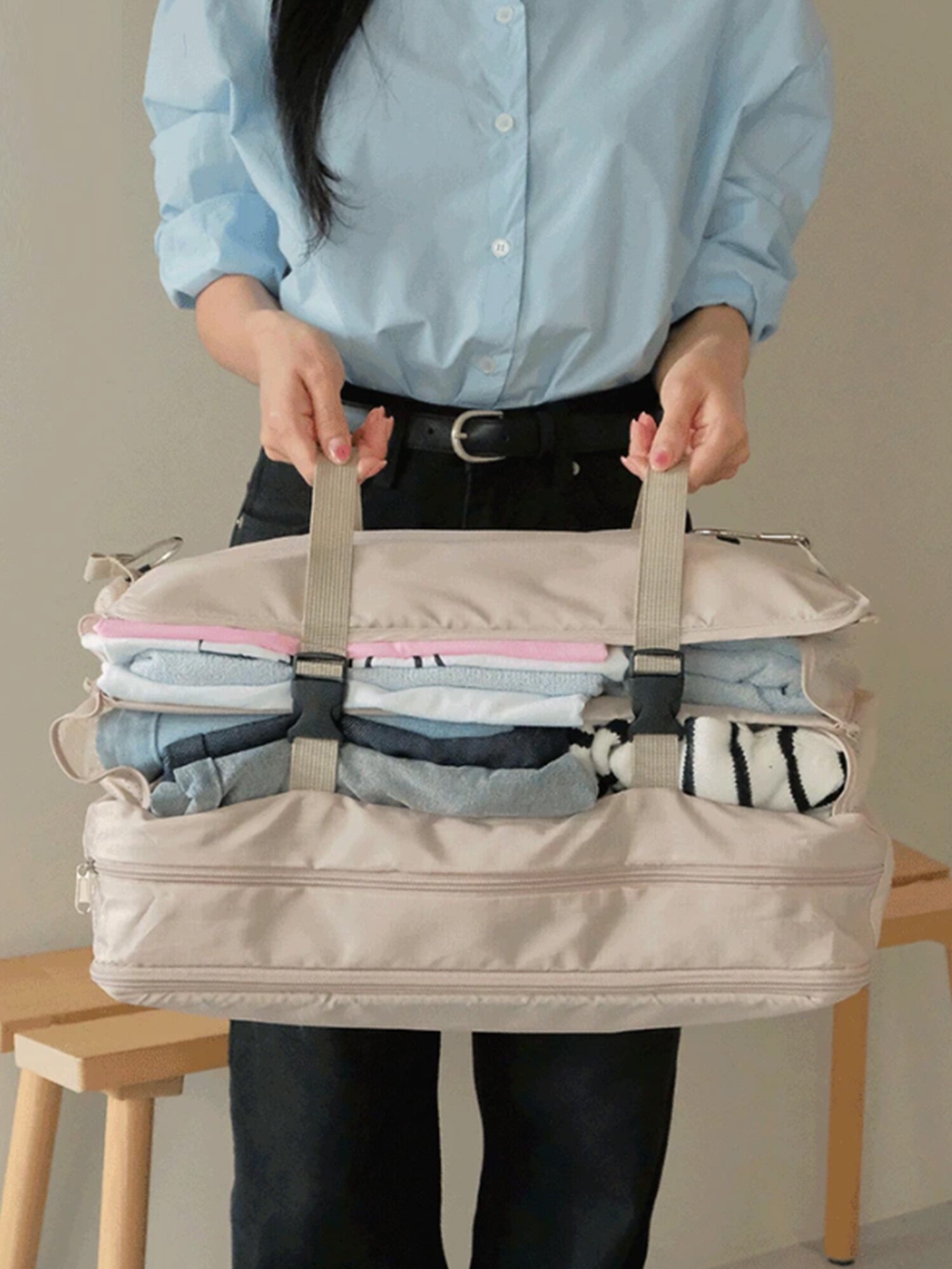 트레블 압축 파우치 수납걸이