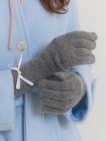 SATIN RIBBON GLOVES_GREY