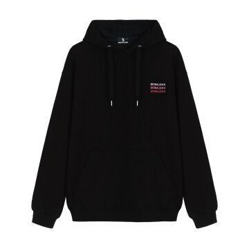 레터링 그라데이션 자수 오버핏 후드 BK