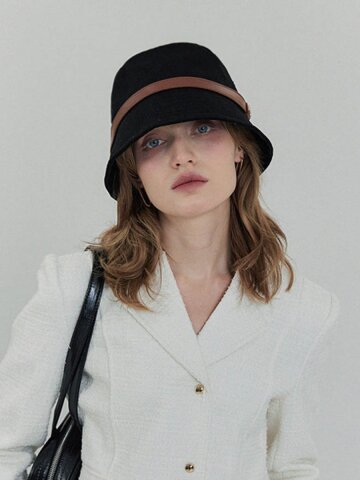 어클렛 미디엄 웨이트 코튼 벨트 버킷햇 블랙 H033BK