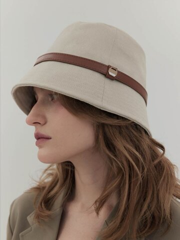 어클렛 미디엄 웨이트 코튼 벨트 버킷햇 베이지 H033BE