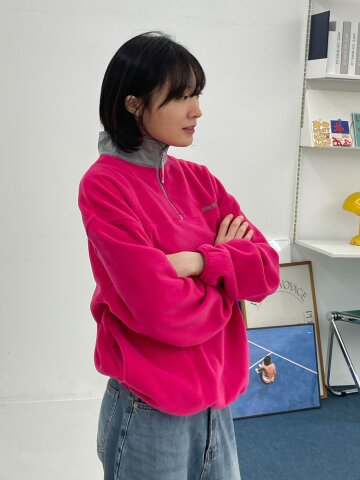 빌리빌리 Let's Go Winter Half Zip Up Fleece 렛츠 고 윈터 하프 집업 플리스 (핑크 윈더랜드)
