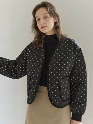 Skeleton Padding Crop Jacket - BLACK