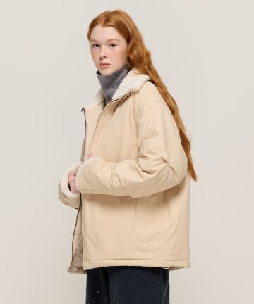 테디 퍼 카라 코튼 패딩 점퍼 (아이보리)