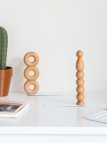 원목 북엔드 세트 우드 도넛 우드볼 인테리어 책꽂이 2p