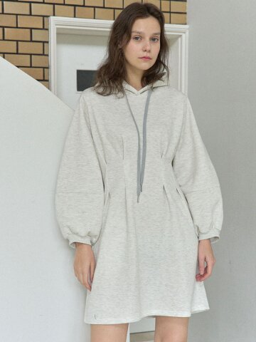 Hood Fit and Flare Mini Dress - OATMEAL(기모)