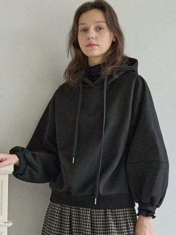 Balloon Sleeve Hooded T-shirt - GREY(기모)