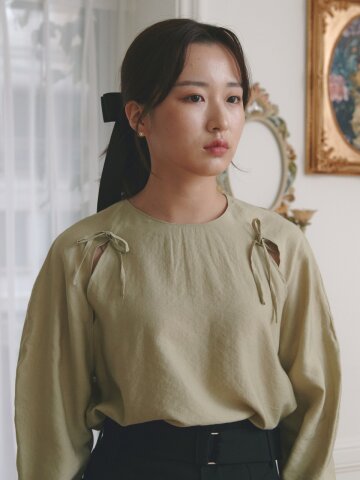 에디 리본 블라우스 - 연두
