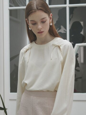 에디 리본 블라우스 - 크림

