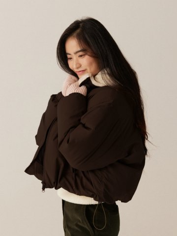 폭신한 덕 다운 패딩 - 브라운
