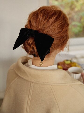 벨벳 리본 스크런치 블랙