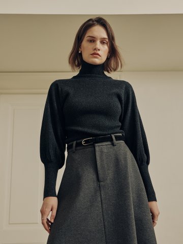 르제로 캐시미어 터틀넥 니트 / 블랙
