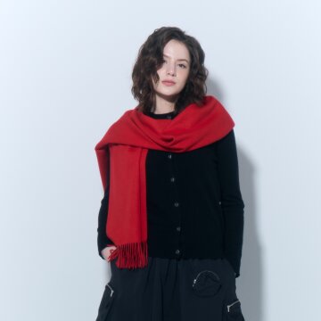 [캐시미어 100] 캐시미어 지블링 머플러(40cm) (UFJWAM496C-RED)