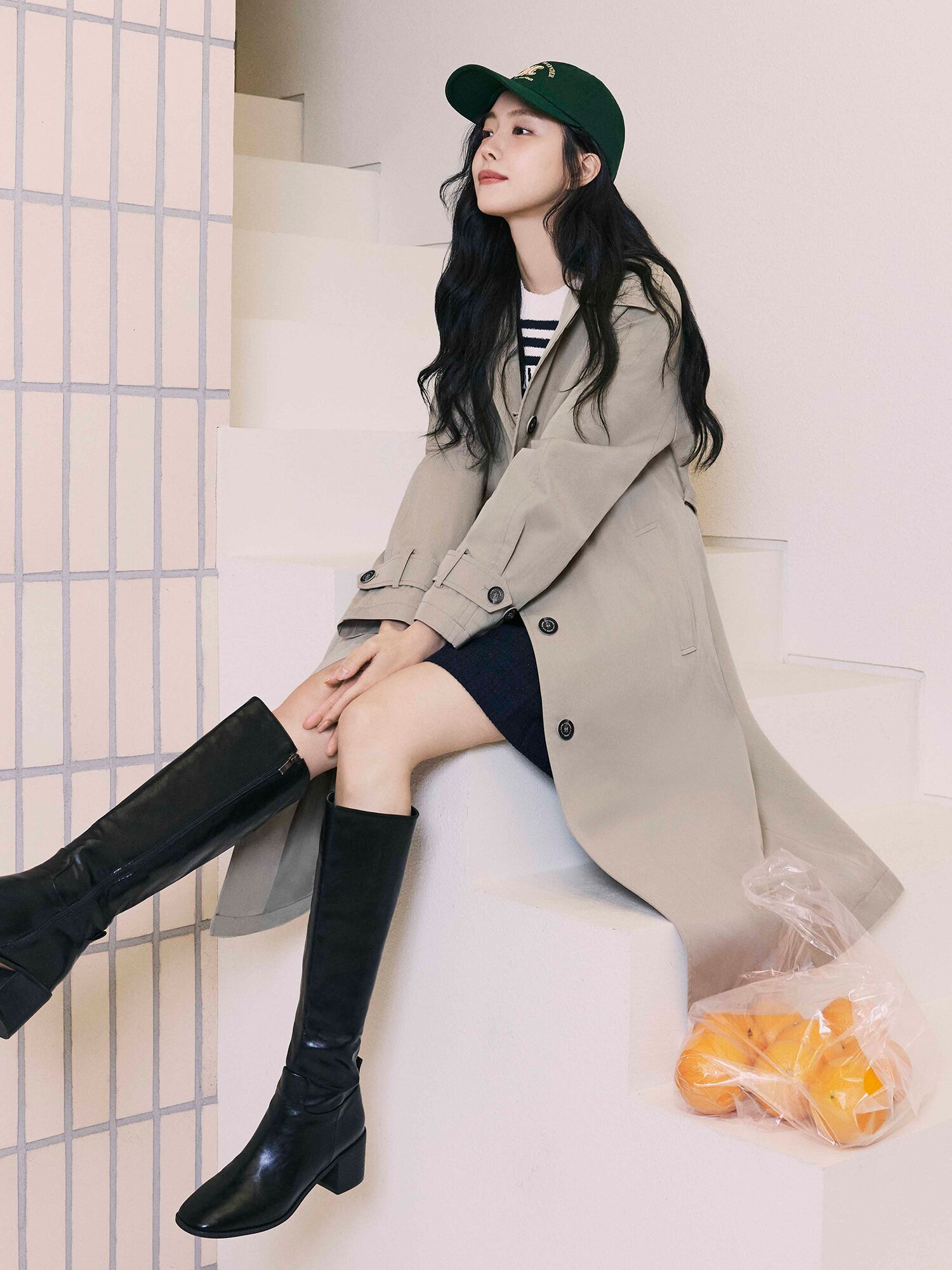 코튼 래글런 싱글 트렌치 코트 (LIGHT KHAKI)