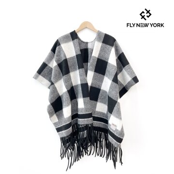 FLY NEW YORK 플라이뉴욕 빅 스퀘어 체크 캐시미어 숄 NYMW001 BLACK