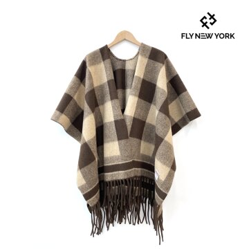 FLY NEW YORK 플라이뉴욕 모카 빅 스퀘어 체크 캐시미어 숄 NYMW001 BEIGE