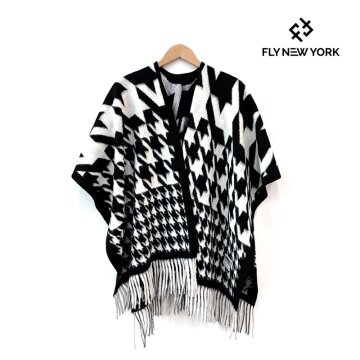 FLY NEW YORK 플라이뉴욕 하운드투스 체크 캐시미어 숄 NYME507 BLACK