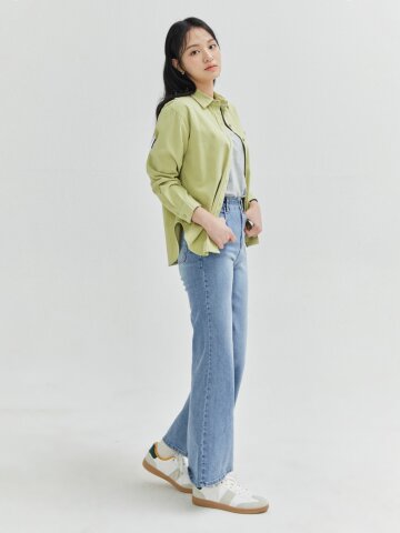 밴딩 와이드 데님 팬츠 