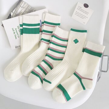여성 럭키 클로버 골지 중목 양말 5켤레/10켤레