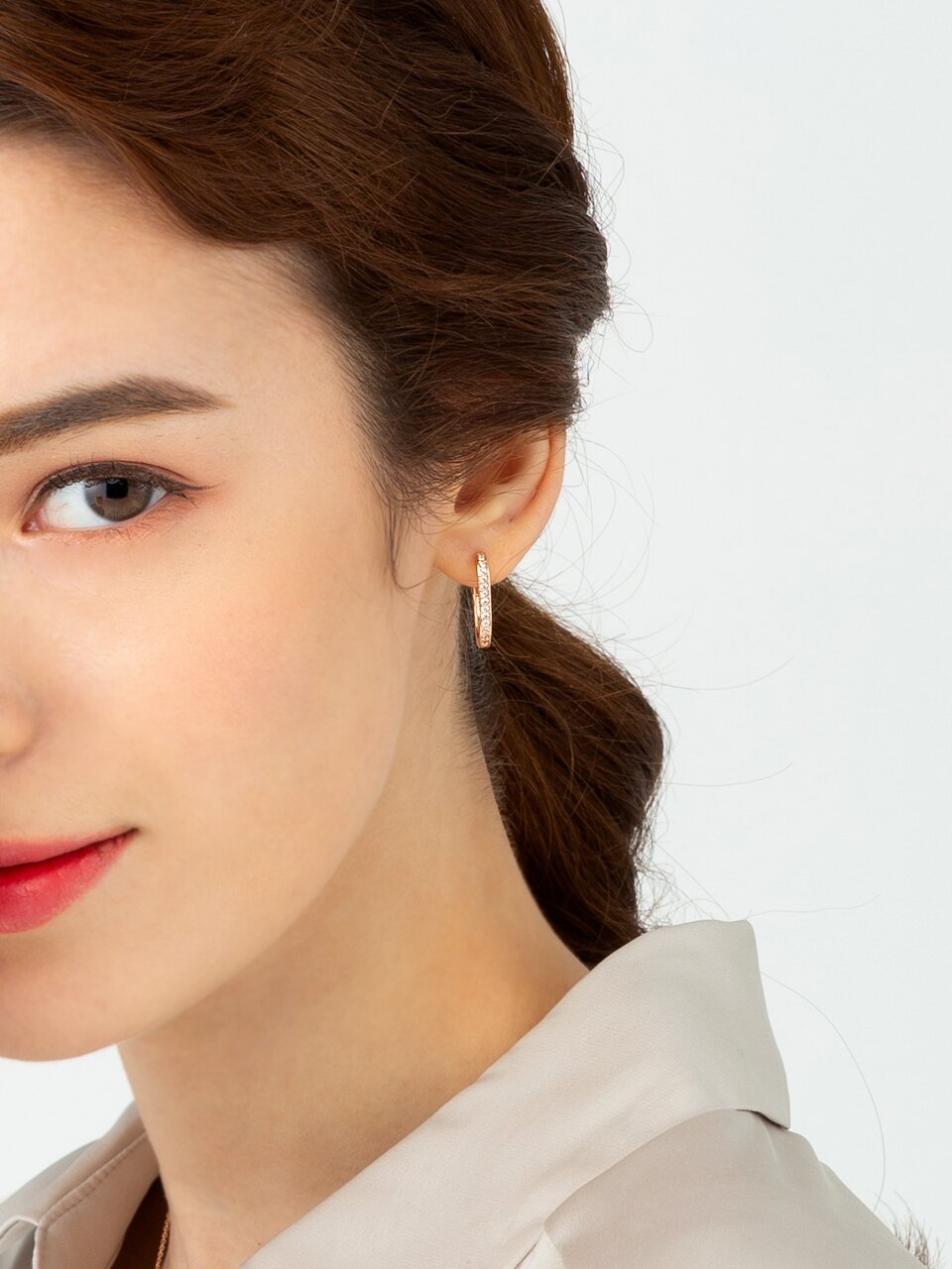 14K GF 라운드 엣지 귀걸이 ELGPEE321