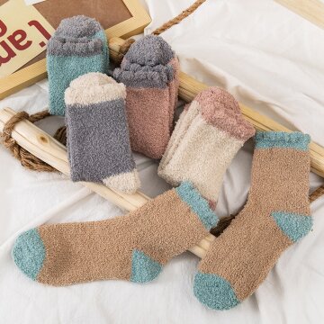 여성 모던 배색 수면양말 5켤레
