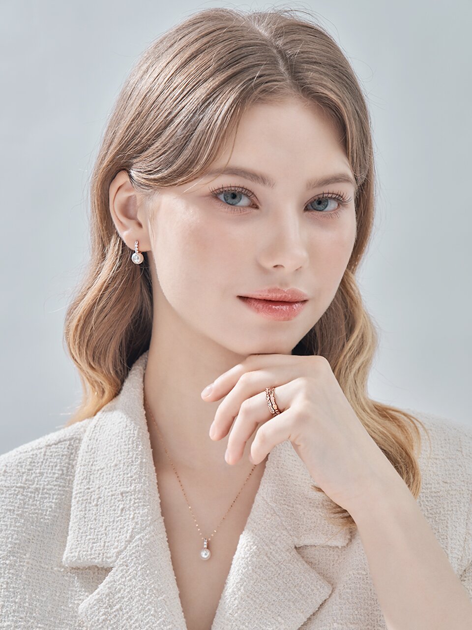 화이트 포인트 레이어드링 2종 세트 ELBRWR142