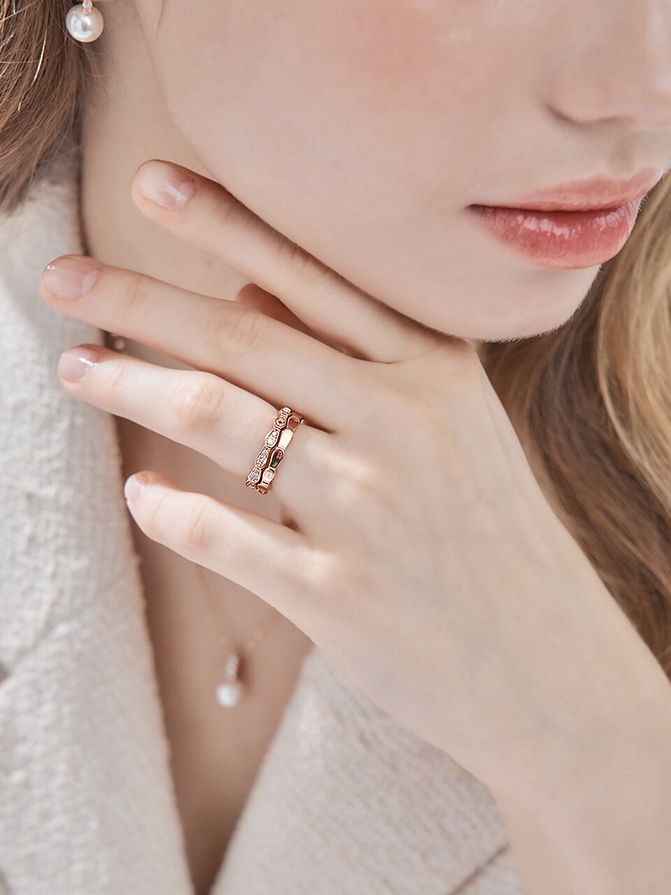 화이트 포인트 레이어드링 2종 세트 ELBRWR142