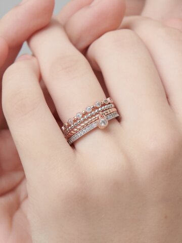 드롭 포인트 콤비 레이어드 링 4종 세트 ELBRWR108