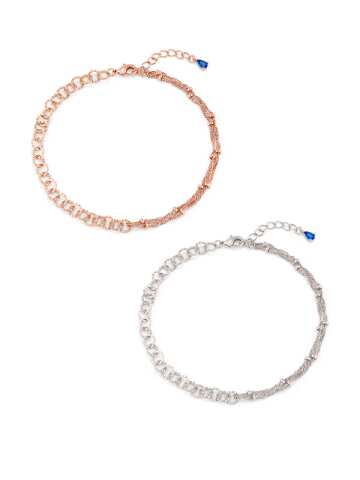 투 스타일 큐빅 드롭 발찌 C24AB010