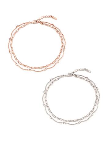 심플 체인 레이어드 발찌 C24AB013