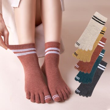 여성 투라인 발가락 중목양말 5켤레