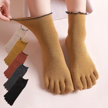 여성 코지 프릴 발가락 중목양말 5켤레