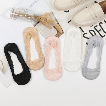 여성 레이스 전체실리콘 면덧신 양말 10켤레